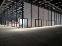 empty glass and metal structure with no people inside or outside the structure's ceiling