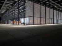 empty glass and metal structure with no people inside or outside the structure's ceiling