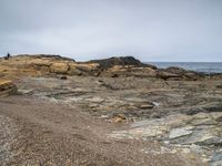 Gloomy Coastal Landscape with Gravel and Boulder in the USA