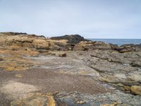 Gloomy Coastal Landscape with Gravel and Boulder in the USA