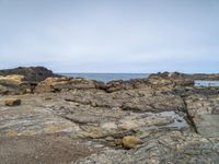 Gloomy Coastal Landscape with Gravel and Boulder in the USA