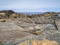 Gloomy Coastal Landscape with Gravel and Boulder in the USA