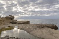 Gloomy Coastal Landscape Overlooking the Ocean