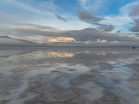 Gloomy Dawn Over Salt Lake in Utah, USA