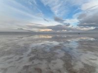 Gloomy Dawn Over Salt Lake in Utah, USA