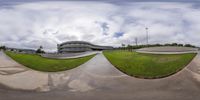 a 360 - view image of a skateboarder performing tricks on the same ramp