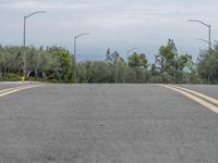 Gloomy Day with Yellow Lines on Asphalt Road