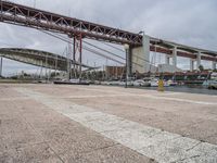 Gloomy Day in Lisbon, Portugal: Coastal Harbor and Grey Sky