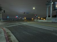 Gloomy Night in Los Angeles with Wet Roads