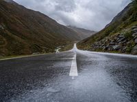 Gloomy Slope: Grey Sky and Mountain Scenery