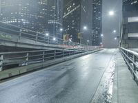 Night view of Los Angeles cityscape with modern architecture and glowing street lights