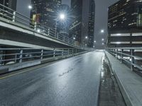 Night view of Los Angeles cityscape with modern architecture and glowing street lights