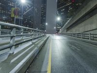 Night view of Los Angeles cityscape with modern architecture and glowing street lights