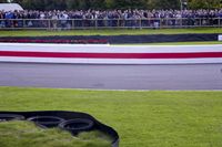 a race track with tire treads on grass and a fence around it to provide shade