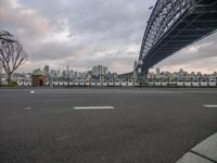 Grey City Skyline at Dawn on Coastal Road