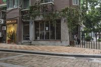 there is a bike on the sidewalk outside of the shopfront building that reads rick's