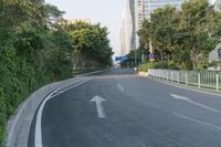 Guangzhou Cityscape on Asphalt Road with Clear Sky