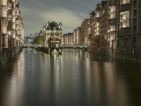 Hamburg Cityscape at Night: Lights and Reflections