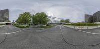 street and trees with buildings in background from fisheye lens by jeff haberton