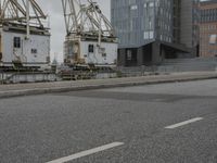 Hamburg, Germany: Urban View with Cranes and Harbor