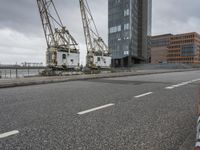 Hamburg, Germany: Urban View with Cranes and Harbor