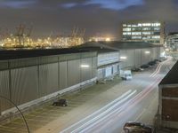 Hamburg Night Cityscape: Industrial Harbor Illuminated