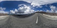 fish eye shot of the road to a large volcano in california's atatouit mountains