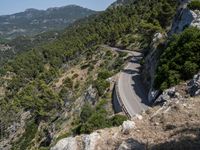 Aerial view of a high road in Mallorca, Balearic Islands, Spain