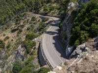 Aerial view of a high road in Mallorca, Balearic Islands, Spain