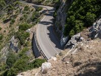 Aerial view of a high road in Mallorca, Balearic Islands, Spain