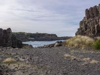 Highland Landscape with Watercourse and Coastal Terrain