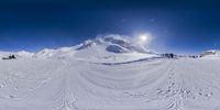 a view from inside the camera of a ski slope with people snowboarding and skiing