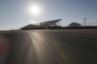 Highway Through the Scenic Landscape: Sunrise and Motion Blur of Cars