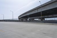 Highway Road with Concrete Bridge, Asphalt and Guard Rail