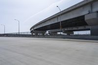 Highway Road with Concrete Bridge, Asphalt and Guard Rail