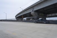 Highway Road with Concrete Bridge, Asphalt and Guard Rail