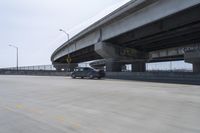 Highway Road with Concrete Bridge, Asphalt and Guard Rail