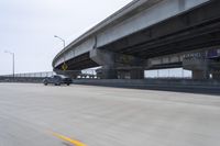 Highway Road with Concrete Bridge, Asphalt and Guard Rail