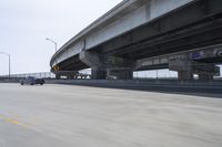 Highway Road with Concrete Bridge, Asphalt and Guard Rail