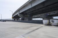 Highway Road with Concrete Bridge, Asphalt and Guard Rail