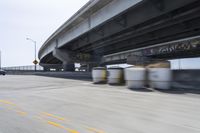 Highway Road with Concrete Bridge, Asphalt and Guard Rail