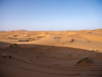 people hiking in the desert with vehicles on them with dirt terrain surrounding them and sand dunes