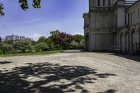 there is an old stone building in this photo to say goodbye to those who have passed