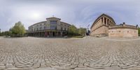 there is an image of a circular panoramic photograph taken in the city of prague