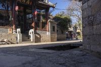 Historical Architecture on Cobblestone Road in China