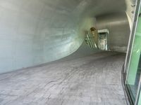 there is a view of the inside of a building from inside a small, circular room