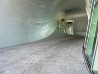 there is a view of the inside of a building from inside a small, circular room