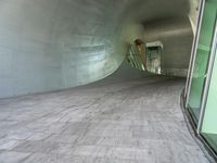 there is a view of the inside of a building from inside a small, circular room