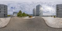 a spherical view of the corner and the intersection with an adjacent street to it, looking very nice