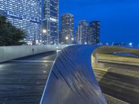 Illinois Cityscape at Night with Light Bridge 002
